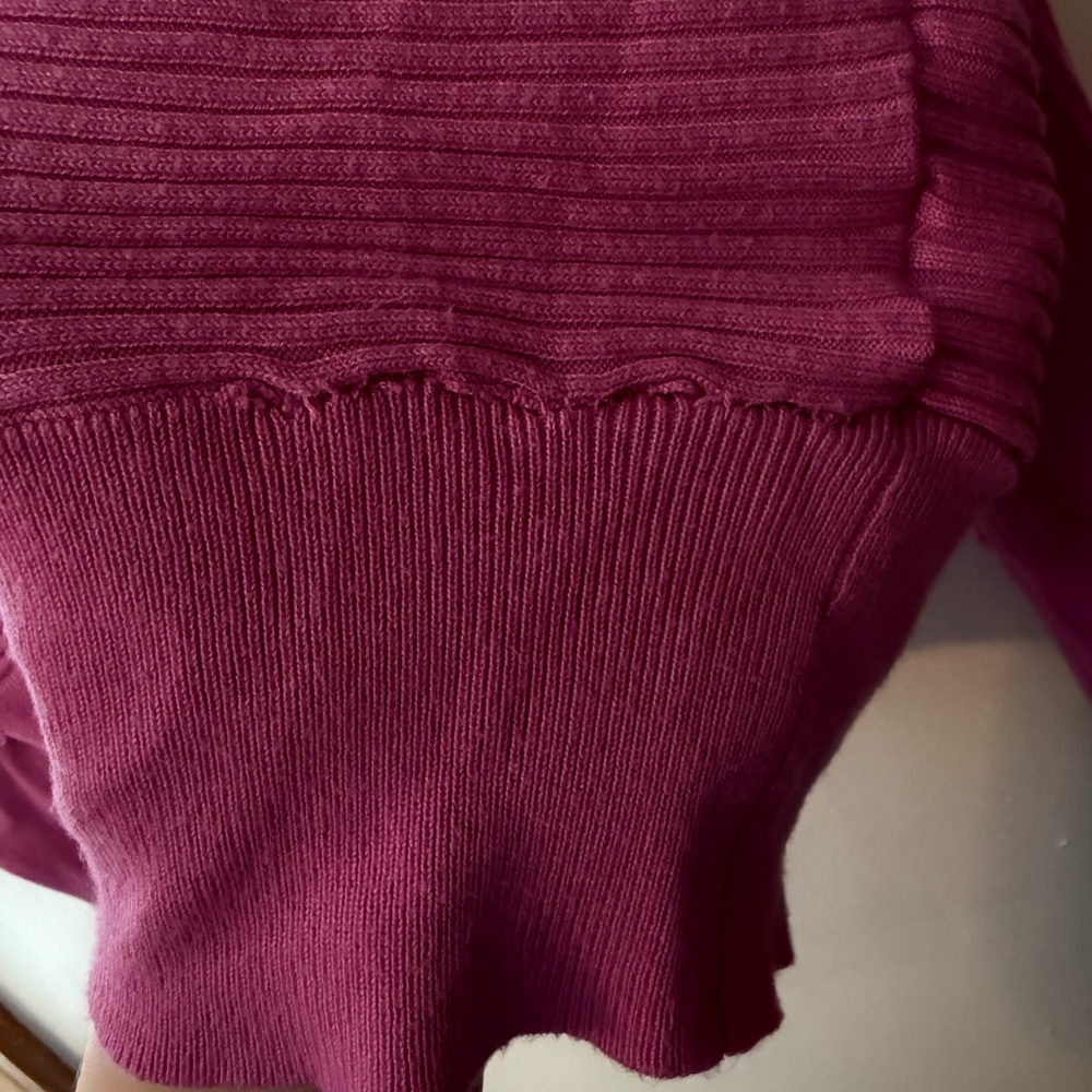 Pink Rose Women's V-Neck Ribbed Sweater - Fuchsia - Picture 4 of 4